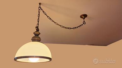 LAMPADARIO IN VETRO E OTTONE USATO