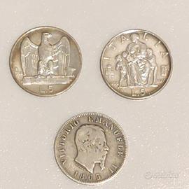 lotto monete argento del   Regno 