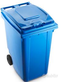 Bidone carrellato blu