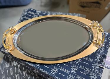 Vassoio ovale Creazioni MSB inox 18/10 e oro 24KT