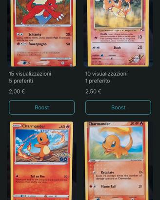 lotto Pokémon Charizard charmeleon charmender 