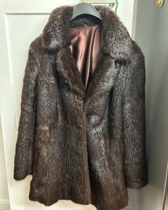 Cappotto di pelliccia marrone vera