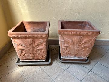Vasi terracotta decorati quadrati 38x38