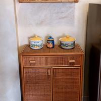 Mobile in legno giunco + mensola a due piani