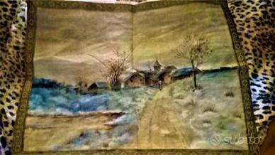 Antico Arazzo Fine 800 Dipinto Su Tessuto Pregiato