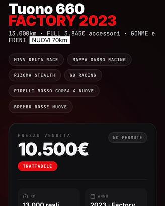 Aprilia Tuono 660 Factory 2023 FULL OPTIONAL
