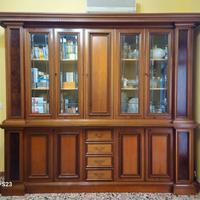 Libreria con vetrina in legno 