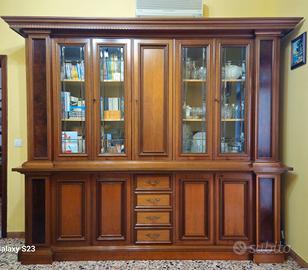 Libreria con vetrina in legno 