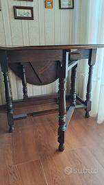 Antico tavolo inglese ribalta "Gateleg" Rovere
