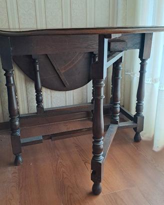 Antico tavolo inglese ribalta "Gateleg" Rovere