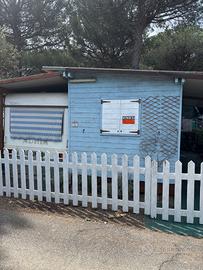Roulotte con veranda camping le gorette