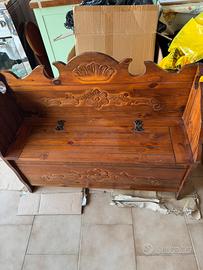 Cassa panca in legno lavorata cell. 347- 1165365