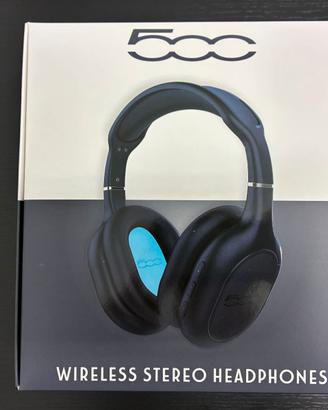 CUFFIE STEREO WIRELESS FIAT 500 BLU nuove