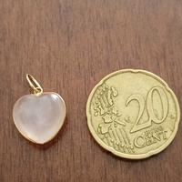 ciondolo in oro giallo 18 kt  pietra quarzo rosa