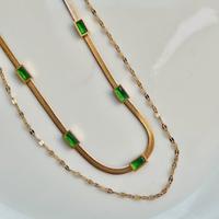 Doppia collana donna oro brillanti zirconia verde 