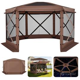 Tendone Pieghevole Gazebo da Giardino a 6 Lati