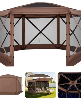 Tendone Pieghevole Gazebo da Giardino a 6 Lati