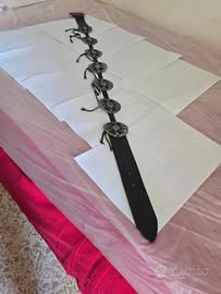 Cintura Durango uomo nera argento