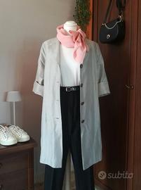 Giacca lunga grigia in lino seta Sportmax - Tg.42