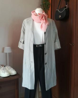 Giacca lunga grigia in lino seta Sportmax - Tg.42