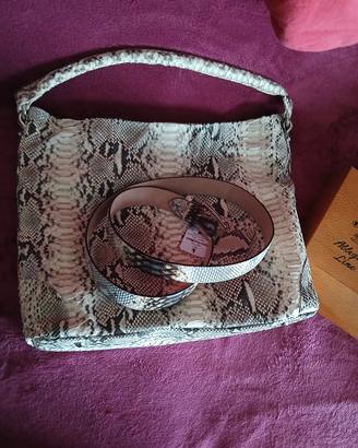Borsa grande in vero pitone + cintura abbinata