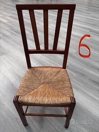 Sedie legno paglia 17 pezzi