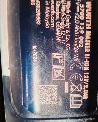 Wurth batteria ♻️  12 v 2 Ah no PARKSIDE 3 pezzi