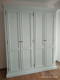 armadio in abete massello 4 ante a telaio laccate