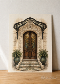 Portale Liberty con vetrate – poster A3