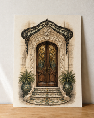 Portale Liberty con vetrate – poster A3