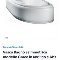 Vasca Bagno asimmetrica Grace in acrilico e Abs cm