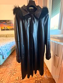 Cappotto vera pelle con volpe nera Dianora Vintage
