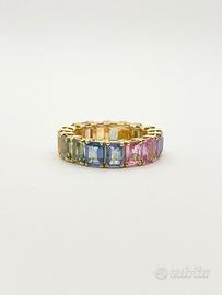Anello oro 18KT con zaffiri multicolor ct 8.80