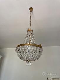 Lampadario con cristalli anni 50