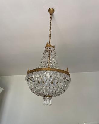 Lampadario con cristalli anni 50