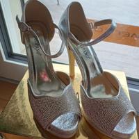 Scarpe cerimonia, plateau tacco 12 cm, nr 38,