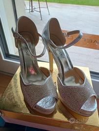 Scarpe cerimonia, plateau tacco 12 cm, nr 38,