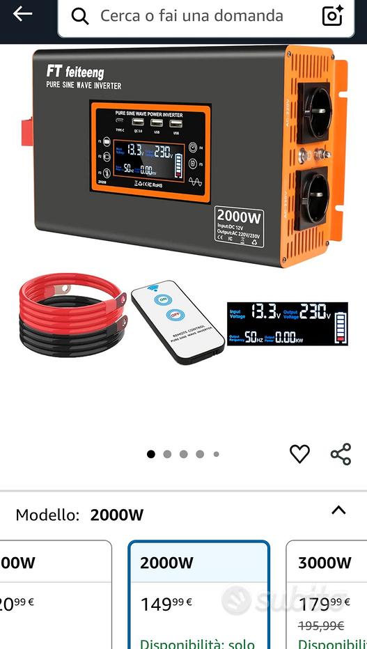 XWJNE Inverter Onda Sinusoidale Pura 1500W/3000 12V A AC 220/230V Onda Pura Convertitore Con - 7