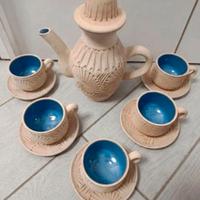 Set Tè Ceramica Artigianale Geometrico Blu
