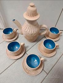 Set Tè Ceramica Artigianale Geometrico Blu