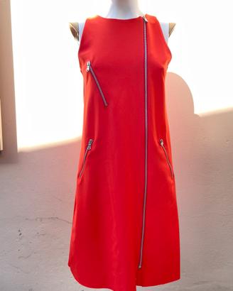 Abito Dixie rosso corallo con zip