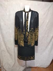 Completo vintage Jenny in seta nero e oro