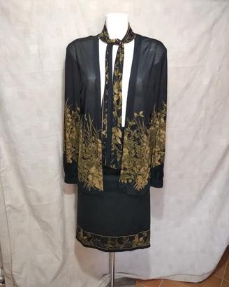 Completo vintage Jenny in seta nero e oro