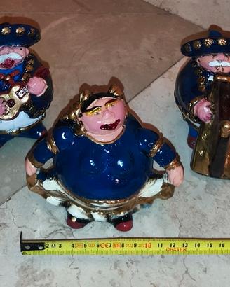 Set completo di 3 statuine Mariachi messicani.

