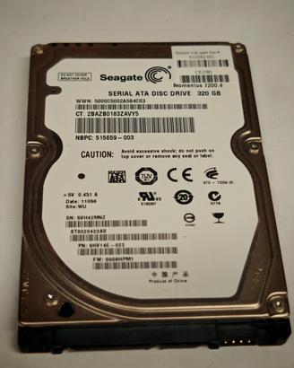 Hard Disk 320gb 2,5" per portatili