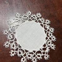 Centrino lino e chiacchierino bianco, 12 cm