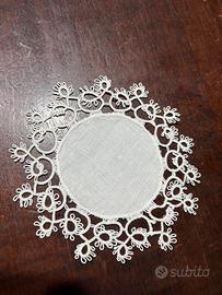 Centrino lino e chiacchierino bianco, 12 cm