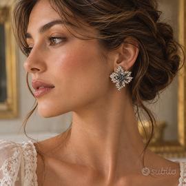 Orecchini vintage floreali argento con cristalli