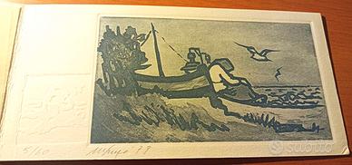 SERIGRAFIA 1977 MARIO LUPO SU BIGLIETTO AUGURI 197