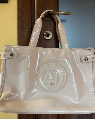 Borsa Armani Jeans Beige effetto vernice